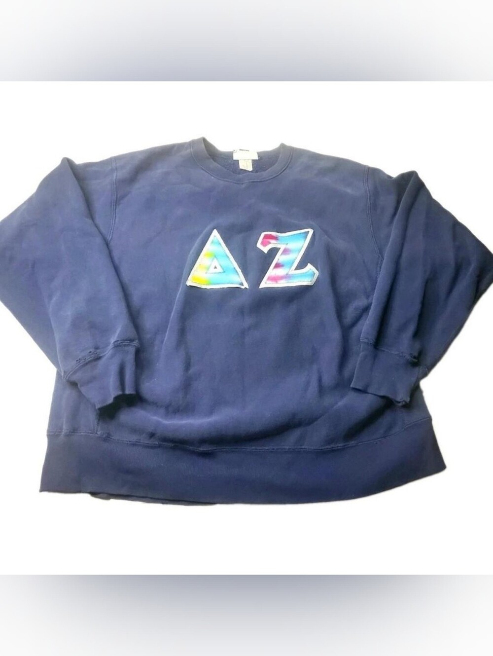 Vtg 1995 Sweatshirt Lee Womens XL Blue Pullover Embroidered Delta Zeta Sorority
